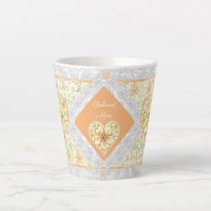 Hibiscus & lace YELLOW Latte Mug