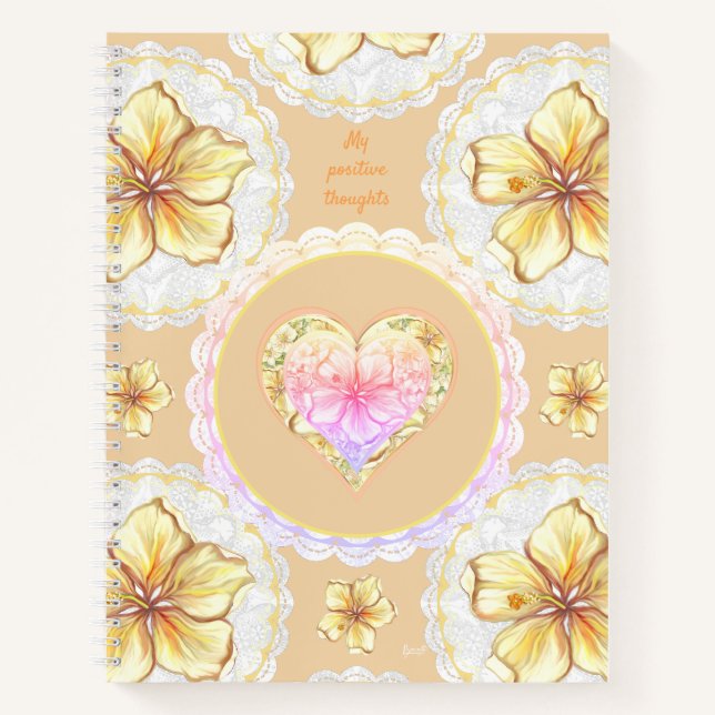 Hibiscus & lace YELLOW Notebook (Front)