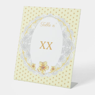 Hibiscus & lace YELLOW Pedestal Sign