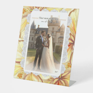 Hibiscus & lace YELLOW Pedestal Sign