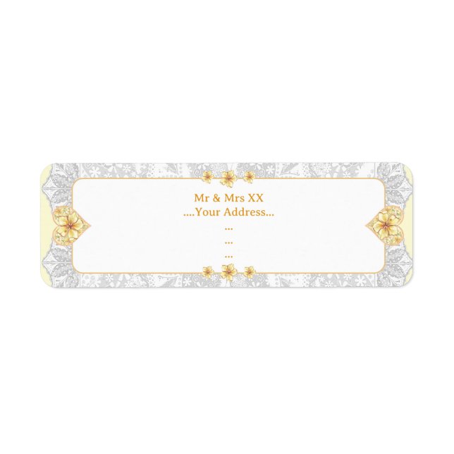 Hibiscus lace YELLOW Return Address Label (Front)