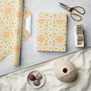 Hibiscus & lace YELLOW Wrapping Paper