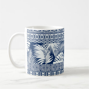 Hibiscus, leaves: Hawaiian ornament wallpaper. Coffee Mug