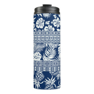 Hibiscus, leaves: Hawaiian ornament wallpaper. Thermal Tumbler