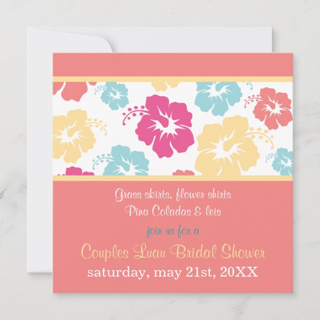 Hibiscus Luau Bridal Shower Invitation (Front)
