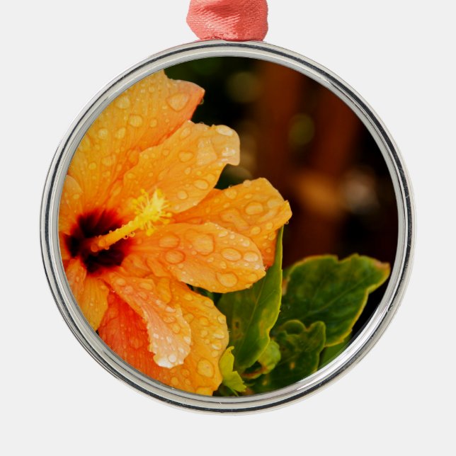 Hibiscus Metal Ornament (Front)