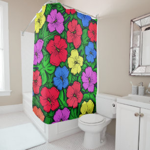 Hibiscus & Monstera #4 Shower Curtain