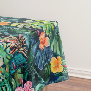 Hibiscus Monstera Jungle Tablecloth