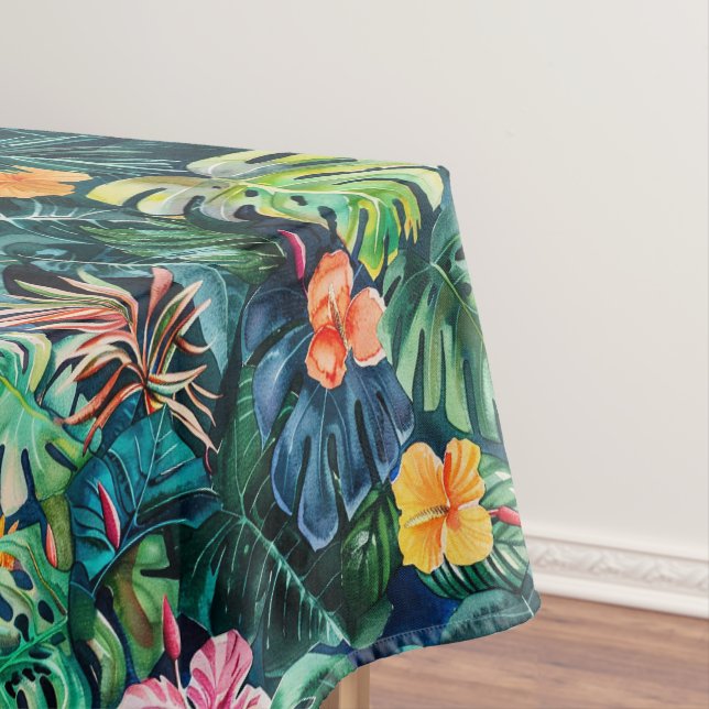 Hibiscus Monstera Jungle Tablecloth (In Situ)