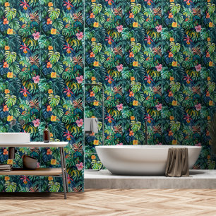 Hibiscus Monstera Jungle Wallpaper