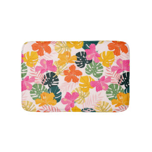 Hibiscus & Monstera: Tropical Vibrance Bath Mat