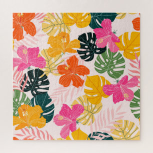 Hibiscus & Monstera: Tropical Vibrance Jigsaw Puzzle