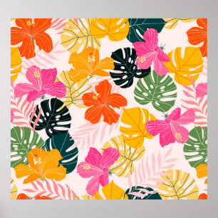 Hibiscus & Monstera: Tropical Vibrance Poster