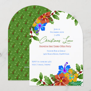 Hibiscus n Holly Christmas Office Party Invitation