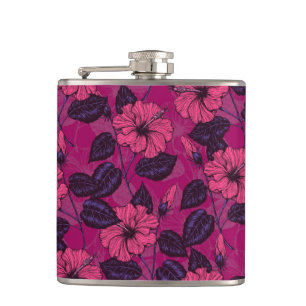 Hibiscus night hip flask