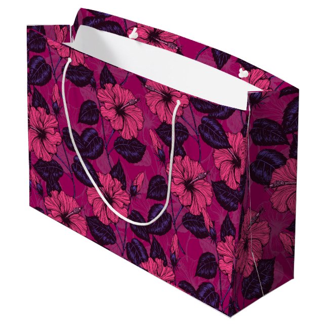 Hibiscus night large gift bag (Back Angled)