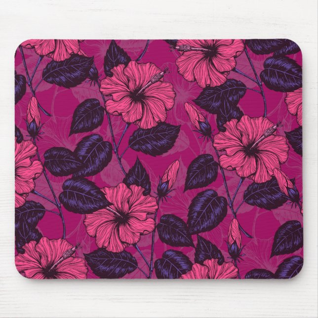 Hibiscus night mouse pad (Front)