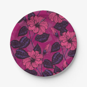 Hibiscus night paper plate