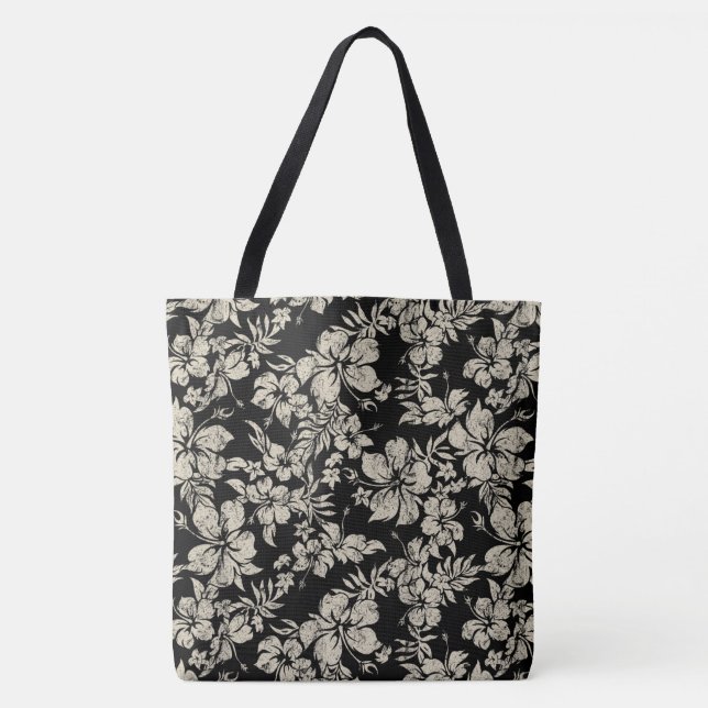 Hibiscus Pareau Distressed Hawaiian Beach Bag (Front)