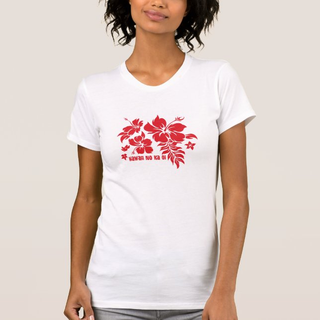 Hibiscus Pareau Hawaiian Floral in Red for Tees (Front)