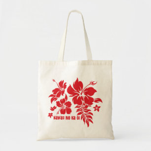 Hibiscus Pareau Hawaiian Floral in Red for Totes