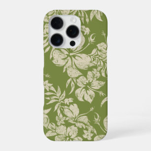 Hibiscus Pareau Hawaiian Floral Moss Green iPhone 16 Pro Case