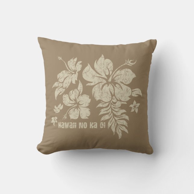 Hibiscus Pareau Hawaiian Floral Reversible Pillow (Front)