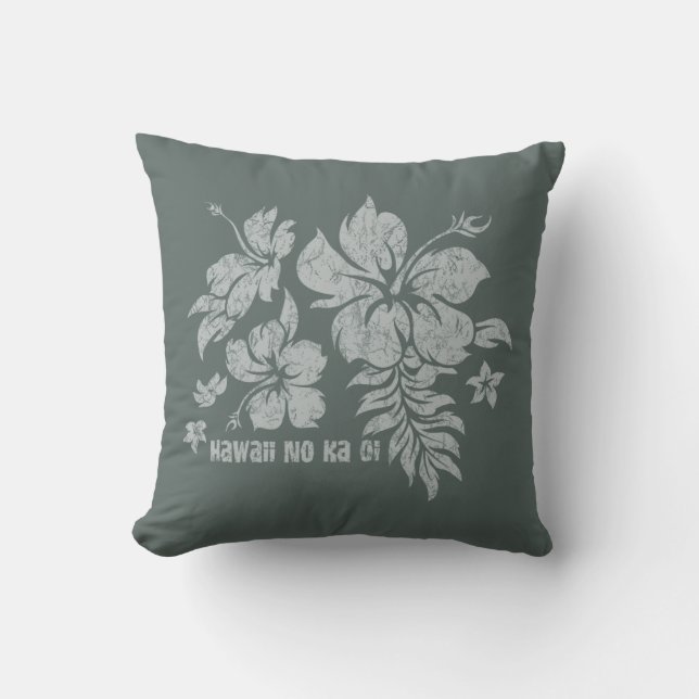 Hibiscus Pareau Hawaiian Floral Reversible Pillow (Front)