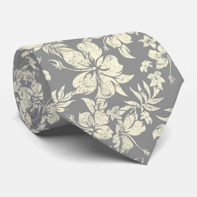 Hibiscus Pareau Hawaiian Floral Two-sided Printed Tie (Rolled)
