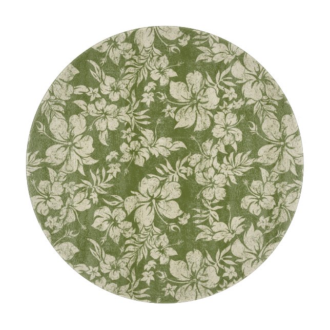 Hibiscus Pareau Hawaiian Glass Cutting Board (Front)