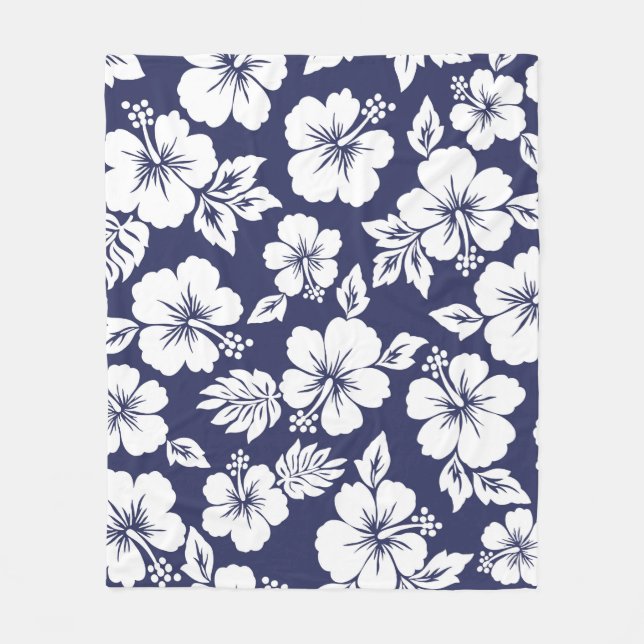 Hibiscus pattern fleece blanket (Front)