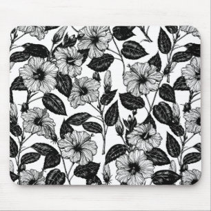 Hibiscus pattern mouse pad