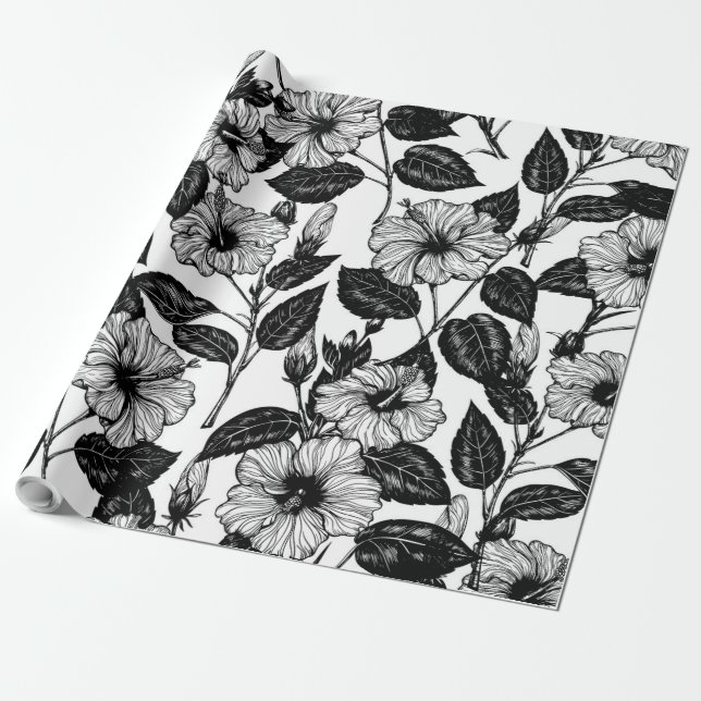 Hibiscus pattern wrapping paper (Unrolled)