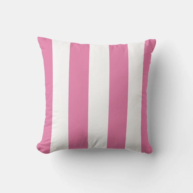 Hibiscus Pink and White Stripe Pillow (Front)
