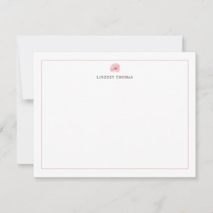 Hibiscus Pink Border Personalised Stationery Card