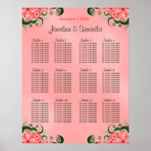 Hibiscus Pink DIY 12 Tables Wedding Seating Chart