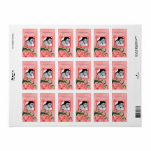 Hibiscus Pink Floral Wedding Photo Favour Labels
