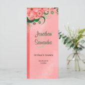 Hibiscus Pink Floral Wedding Program Template Card (Standing Front)
