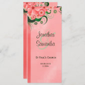 Hibiscus Pink Floral Wedding Program Template Card (Front/Back)