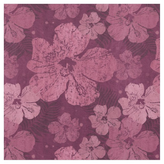 Hibiscus Pink Flowers Batik Fabric (Close Up)