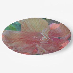 Hibiscus Pique Fabric Monogram Paper Plate