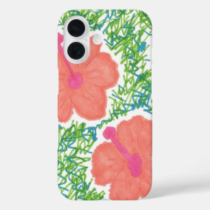 Hibiscus Pop Art Pattern iPhone 16 Case