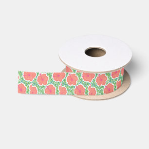 Hibiscus Pop Art Pattern Satin Ribbon