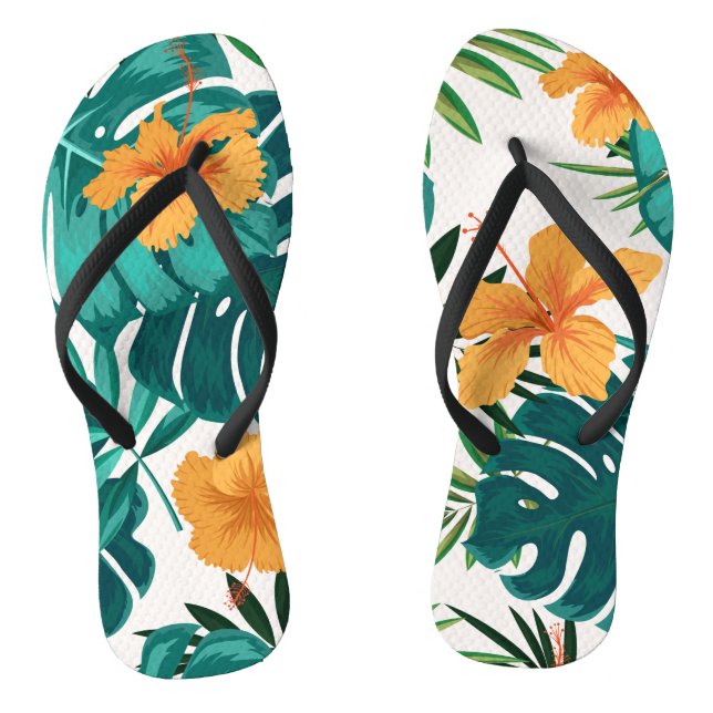 Hibiscus Print Thongs (Footbed)