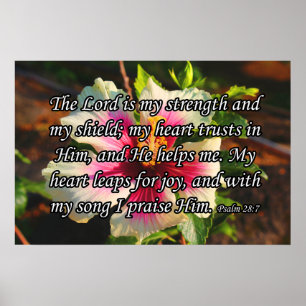 Hibiscus Psalm 28:7 Poster