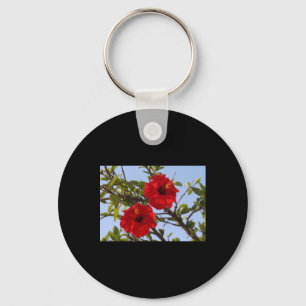 Hibiscus Red Flower Blue Sky Alicante Sticker Key Ring