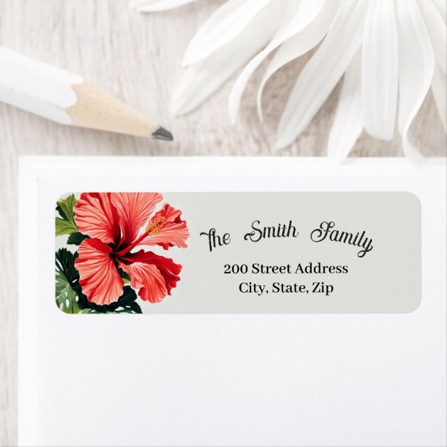 Hibiscus Return Street Address Label (Insitu)