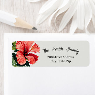 Hibiscus Return Street Address Label Return Address Label