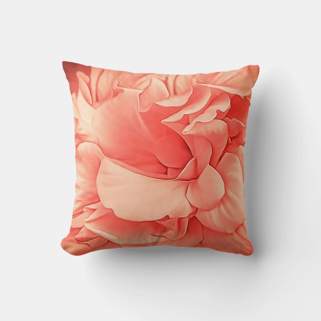 Hibiscus Rosa Double Petaled Peach Cushion (Front)