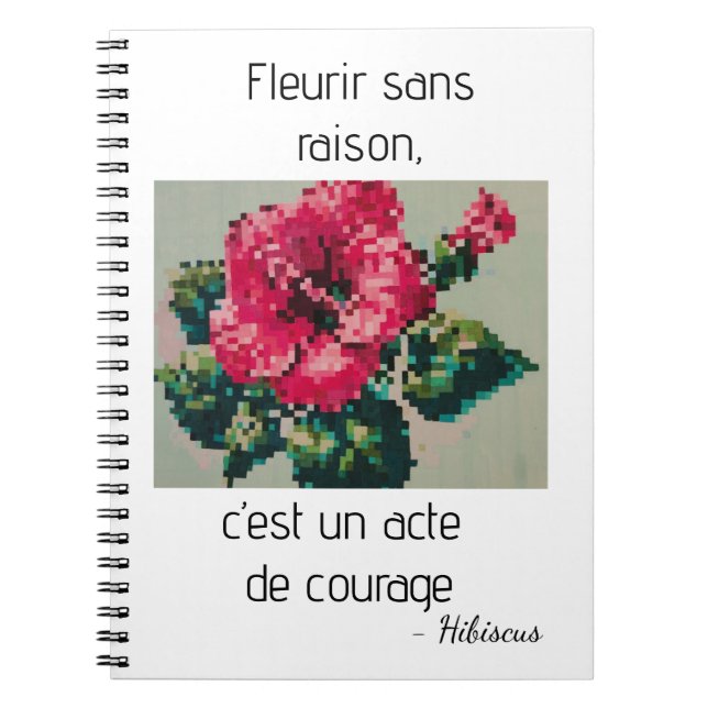 Hibiscus rose en pixels délicats notebook (Front)